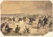 Winslow Homer Skating in Central Park oil painting